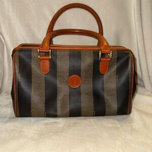 Fendi Elegant Brown and Black Striped Bag